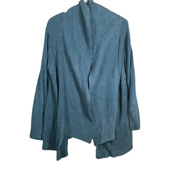 Express Womens Sweater Black Cardigan Open Front Knit Long Sleeve 100% Cotton M - Picture 1 of 12